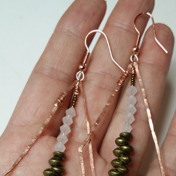 Handmade Copper Earrings - Picture 2 of 4